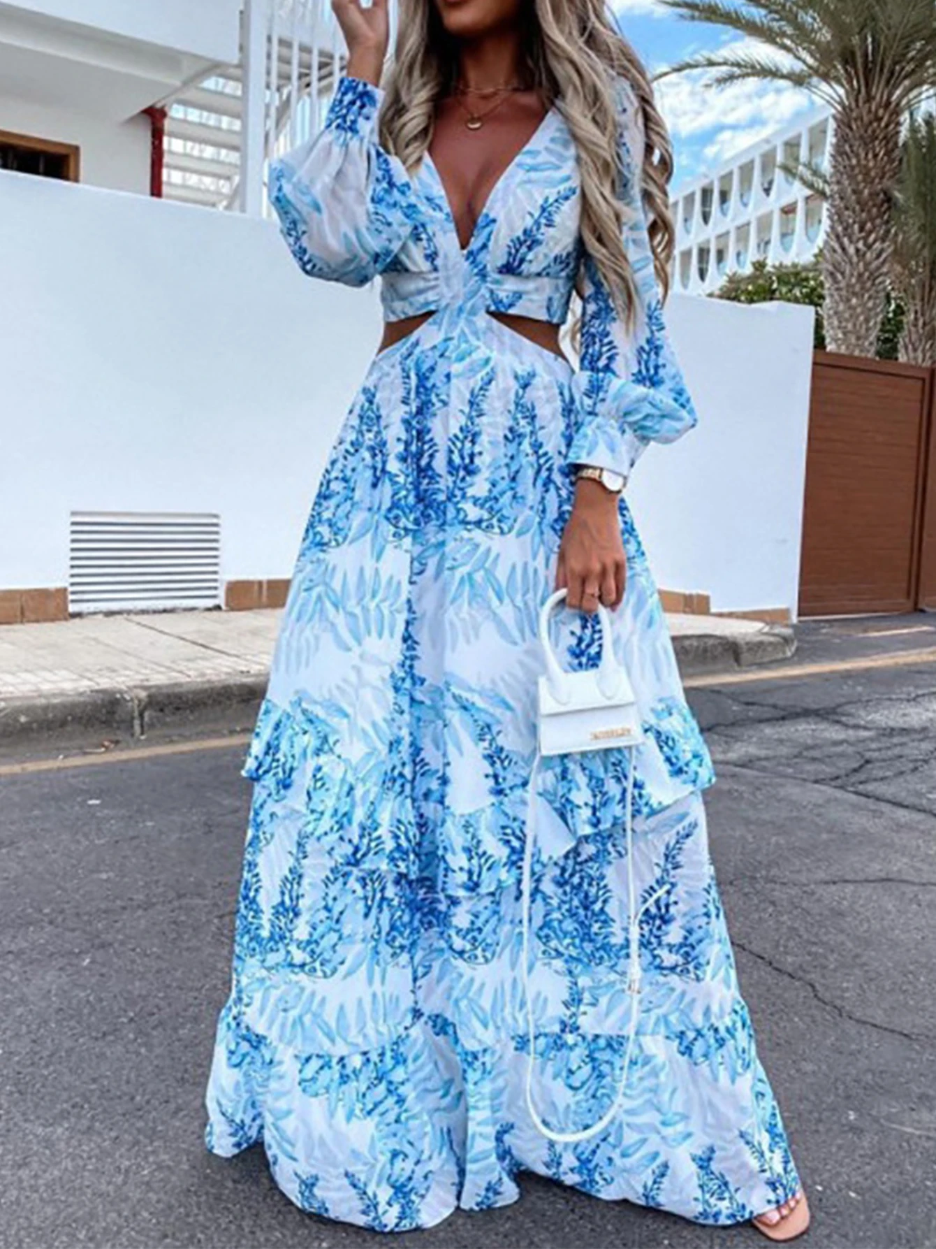 

Новое Сексуальное Женское пляжное платье с принтом, купальный костюм с оборками, ретро накидка, сексуальная купальная одежда с длинным рука...