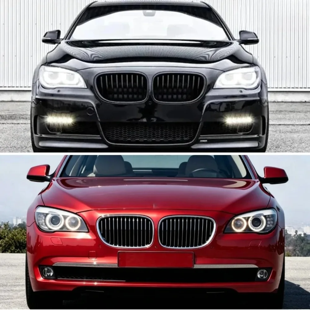 Фото Для BMW F01 F02 7 серии, передняя решетка радиатора, двойные решетки, 2008-2014, глянцевый черный, прямая установка, без резки, гоночная решетка, пара №2