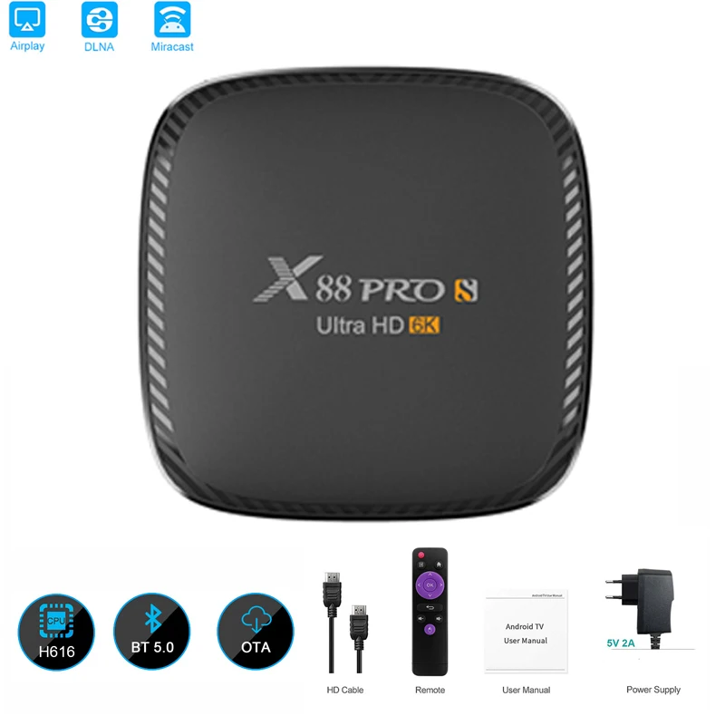TV Box X88 PRO 6K Smart Set Top Box Allwinner H616 Android 10.0 TV BOX Bluetooth 5.0 2.4G 5G WIFI Dual Core Media Player