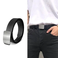 new fashion simple smooth buckle unisex belt pu leather silver buckle men belt jeans trousers accessories women waistband