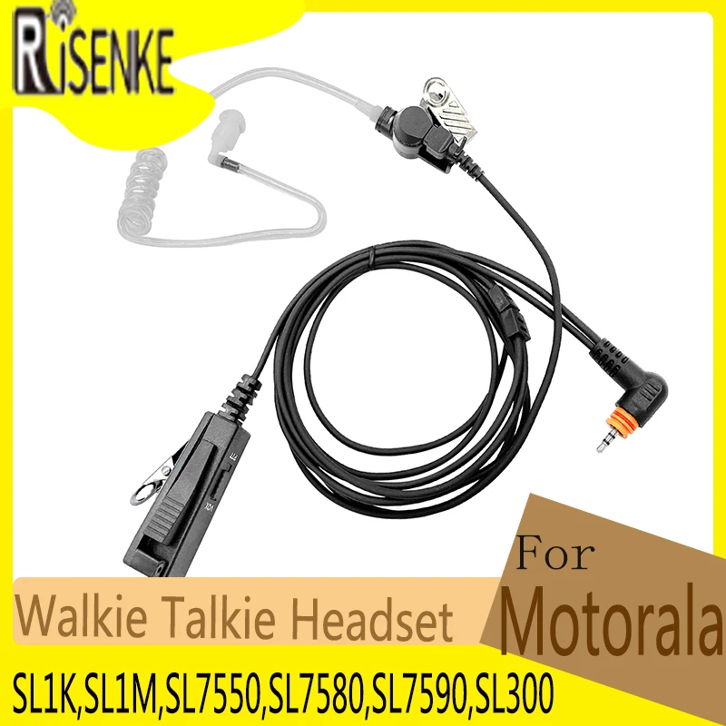 RISENKE Earpiece Walkie Talkie Headset Great Pair of The New PTT for Motorola SL1K,SL1M,SL7550,SL7580,SL7590,SL300 Two Way Radio
