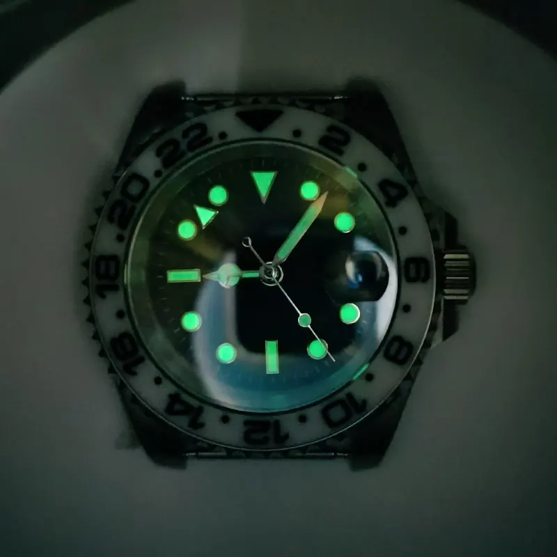 Серебряный чехол для часов GMT 40 мм подходит движения NH34 логотип на заказ