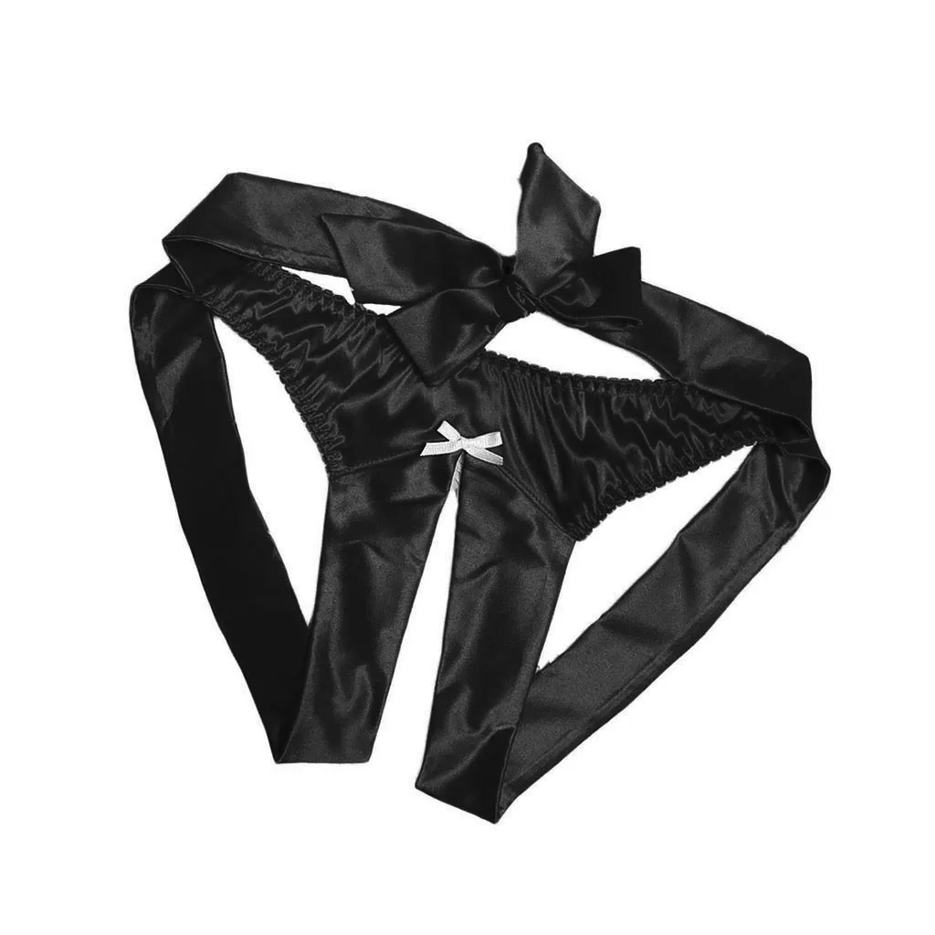 

Women Panties Women Satin Silk Bowknot Briefs G-string Thong Crotchless Lingerie Sleepwear Fashion Female Underwear Ropa Mujer