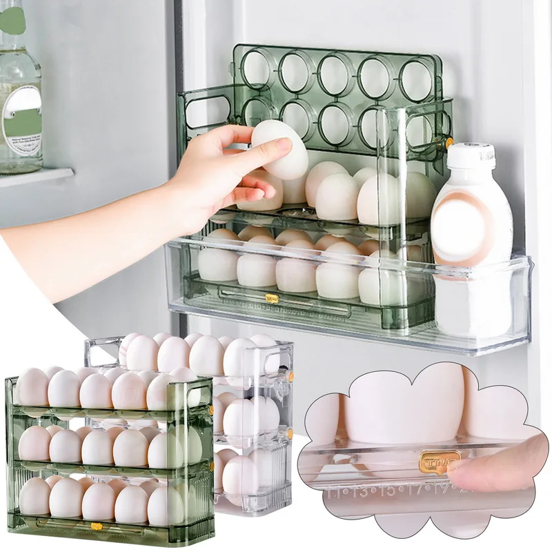 

Egg Home 30 Egg Layers Storage Can Reversible Egg New Kitchen Tray Refrigerator Of Box Be Multi-layer Rack Egg Three Cartons