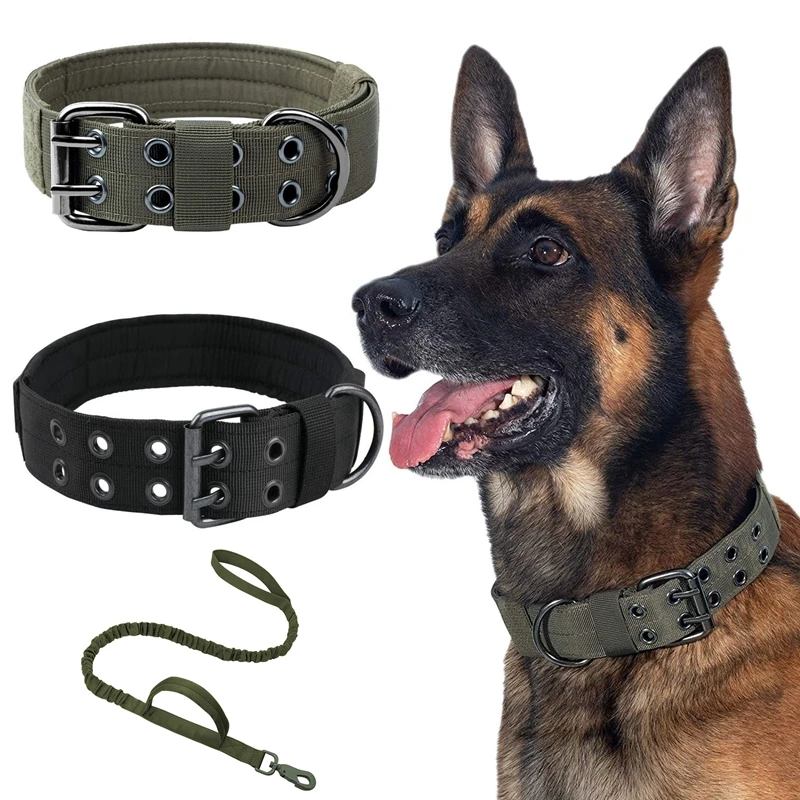 

Pet K9 Tactical Dog Collar Adjustable Double Buckle German Shepherd Training Leash And Collar Set Large Medium Dogs Accessories