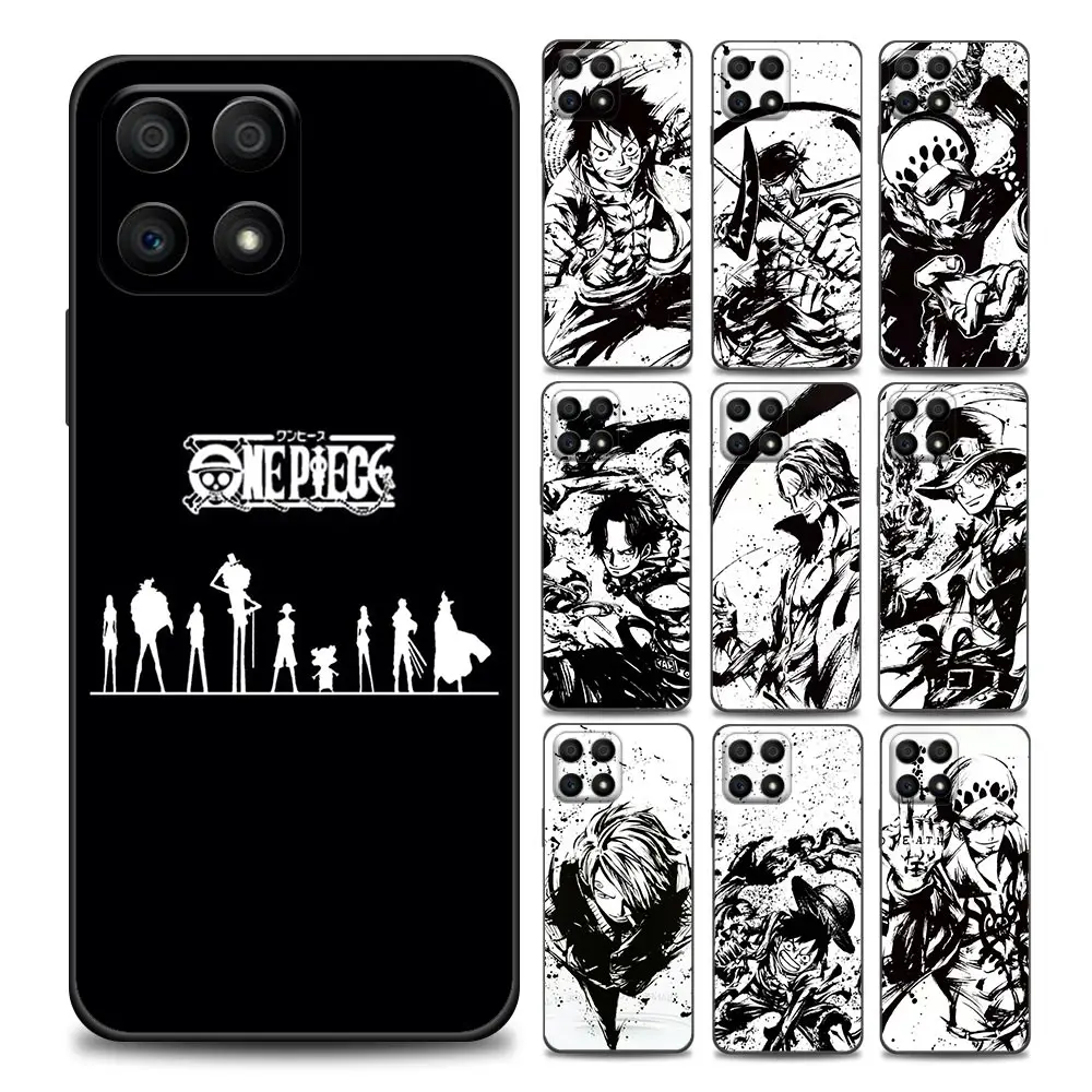 

One Piece Black White Luffy Anime Phone Case for Honor 8X 9S 9A 9C 9X Lite Play 9A 50 10 20 30 Pro 30i 20S(6.15) Soft Silicone