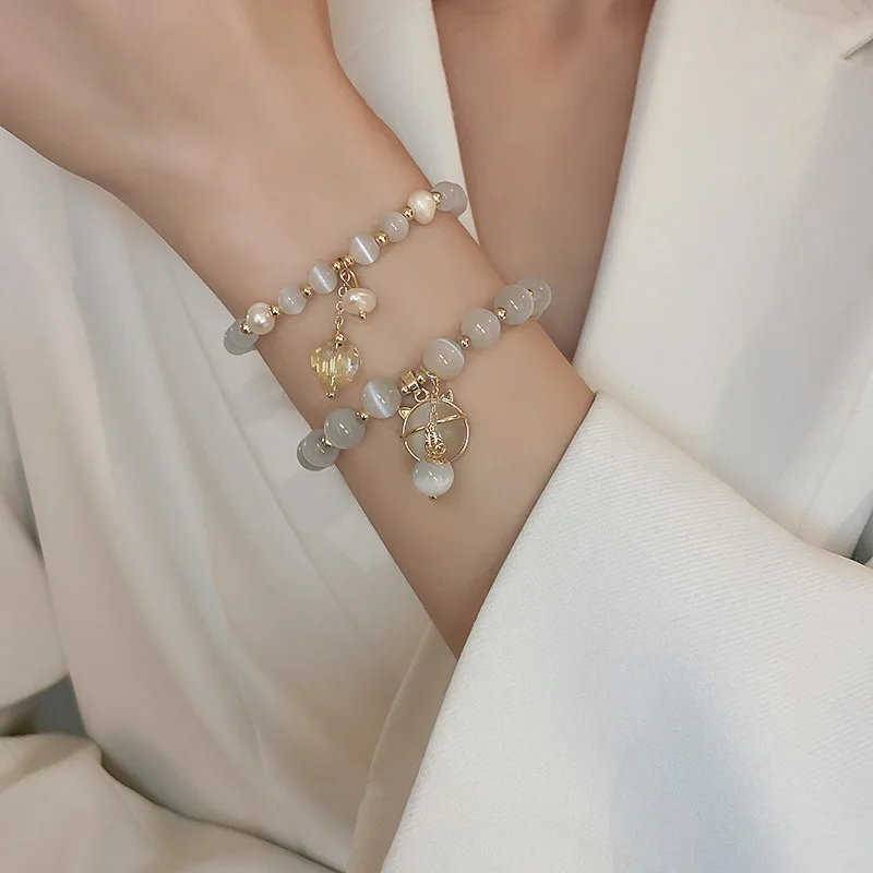 Купи 2022 New Korean Bracelet For Women Fashion Opal Bracelet Crystal Beads Bracelets Adjustable Bracelet Jewelry Party Accessory за 183 рублей в магазине AliExpress