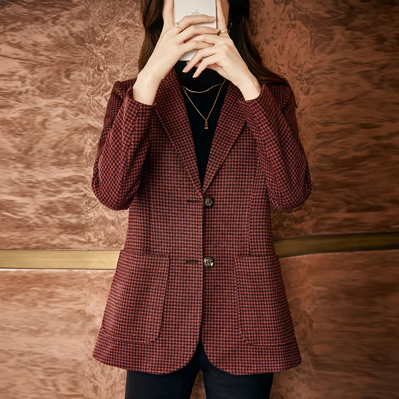 Korean Fashion Spring Notched Blazer Women Classic All Match Long Sleeve Blazers Office Lady Single Breasted Jackets New