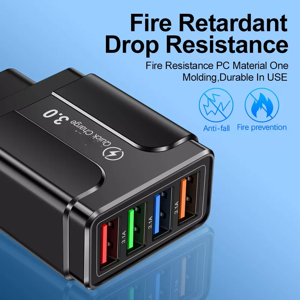 

4 USB Charger Quick Charge 3.0 Fast USB Wall Charger Portable Mobile Charger QC 3.0 Adapter X EU US Plug