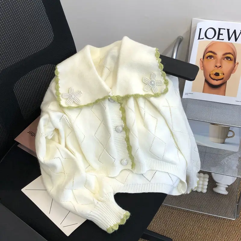 Женский вязаный свитер на пуговицах, Свободный Повседневный Кардиган с длинным рукавом, модель S471 на весну и осень, 2023