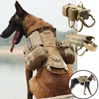 tactical no pull dog harness k9 vest adjustable dog leash molle medical bag training hunting pet harness small medium large dogs