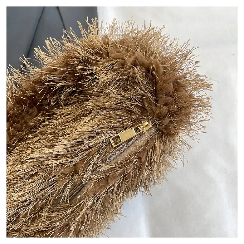 Бархатная молния 2024 зимняя хит продаж женская сумка на плечо однотонная модная