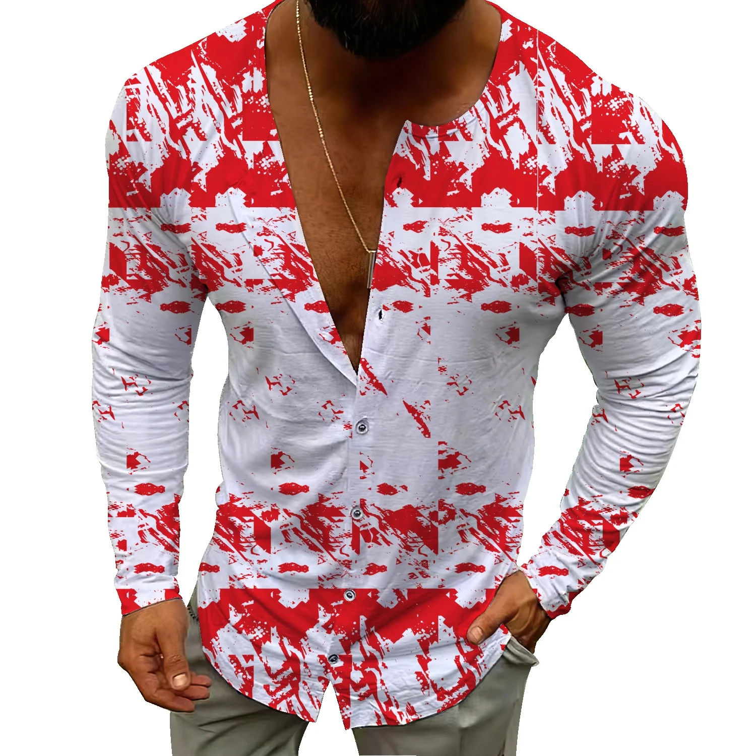 

Новинка 2022, мужской универсальный топ с абстрактным граффити, однобортный свитер с длинными рукавами в европейском и американском стиле