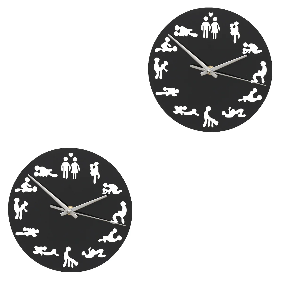 

2 Fun Posture Wall Clock Creative Fashion Hanging Clock Without for Home Room Office (Black)