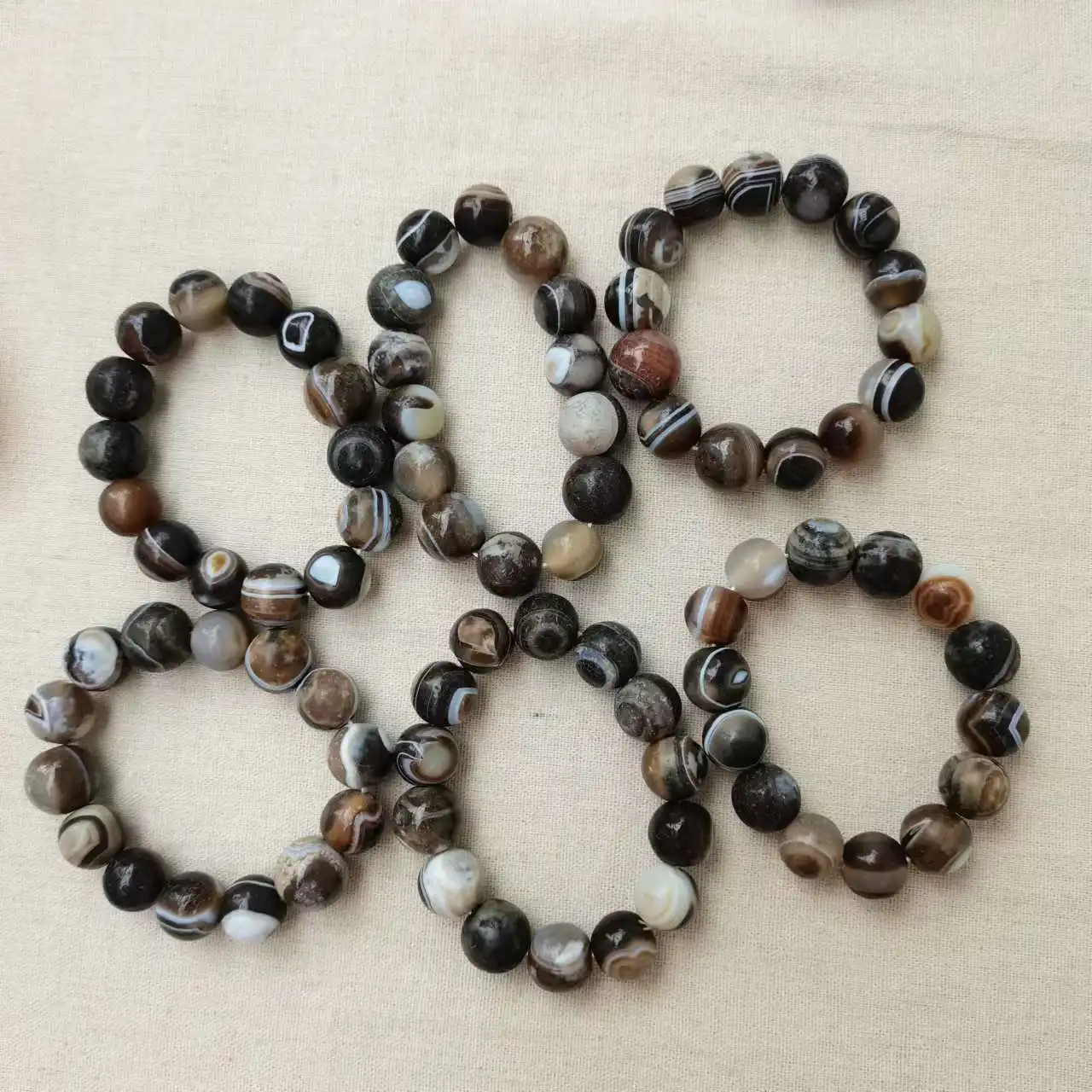 1pcs/lot natural striped agate bead bracelet men women horseshoe pattern eye ancient beads folk-custom jewelry amulet precious