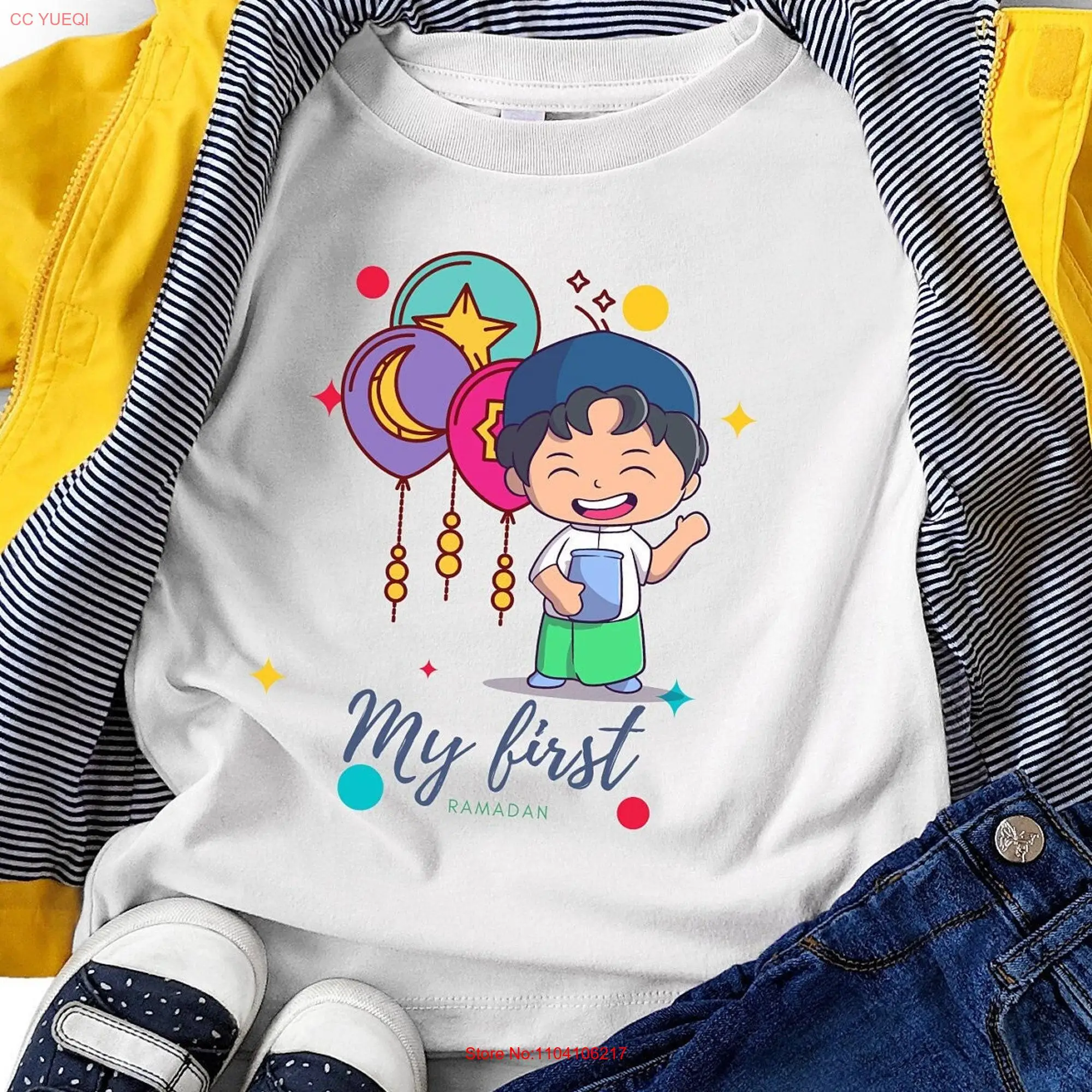 Моя первая Рамадан футболка Mubarak Eid длинные или Короткие рукава