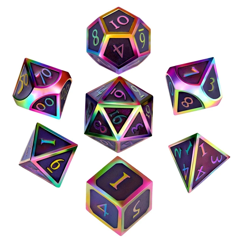 

Топ!-7 шт. набор Металлических Кубиков для игры DND многогранные твердые металлические кубики с эмалью для ролевых игр Подземелья и Драконы
