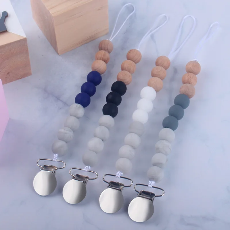 

1Pcs Pacifier Clip Baby Silicone Teething Beads Pacifier Holder Soothie Clips Teether Toy Dummy Clip Baby Shower Birthday Gift