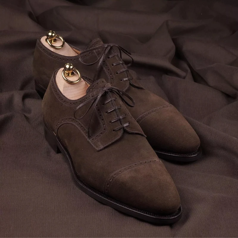 

Туфли дерби KE936 мужские, искусственная замша, короткий каблук, однотонные, на шнуровке, резьба, профессиональные классические удобные, Неско...