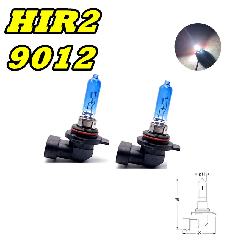 

2 шт. 9012 HIR2 12V55W супер белые галогенные фары 100 Вт автомобильные фары кварцевые 9012LL PX22d фары лампы оптом