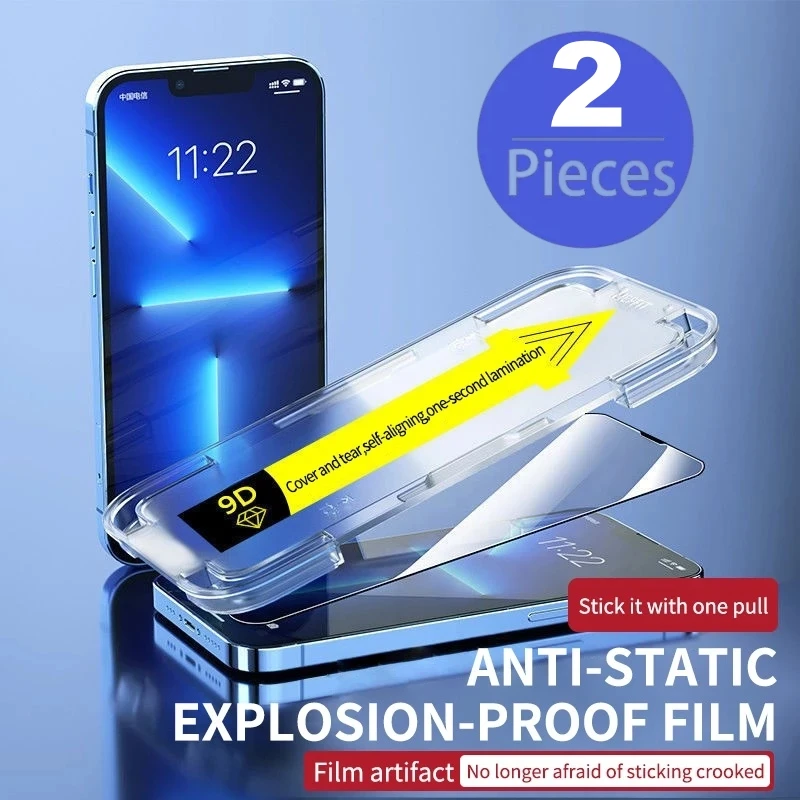 2pcs Tempered Glass For iPhone 14 13 12 11 Pro Max Mini XS X