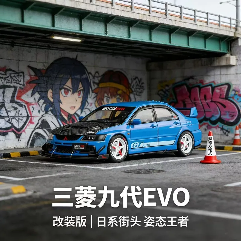Фото Модель автомобиля Mitsubishi EVO 9 (1:24) из сплава, с открывающимися капотом и багажником, имитацией интерьера, функцией отката колес, для демонстрации, подарок №4