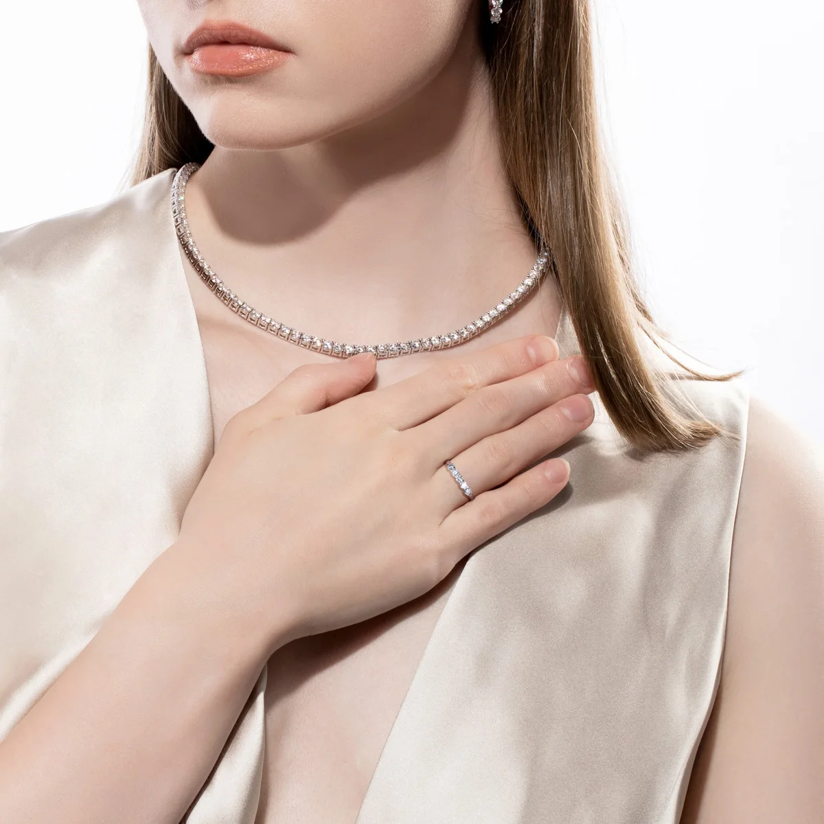 tipoJewel 14-каратное белое золото 3 мм цвет D и VVS Clarity выращенный в лаборатории