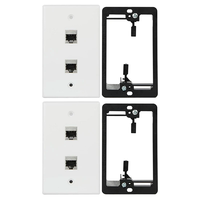 

2Pack Cat6 Wall Plate 2 Port,Single Gang RJ45 Wall Plate White + Mounting Bracket + Cat6a Jack For CAT5/CAT5E/CAT6/CAT6A