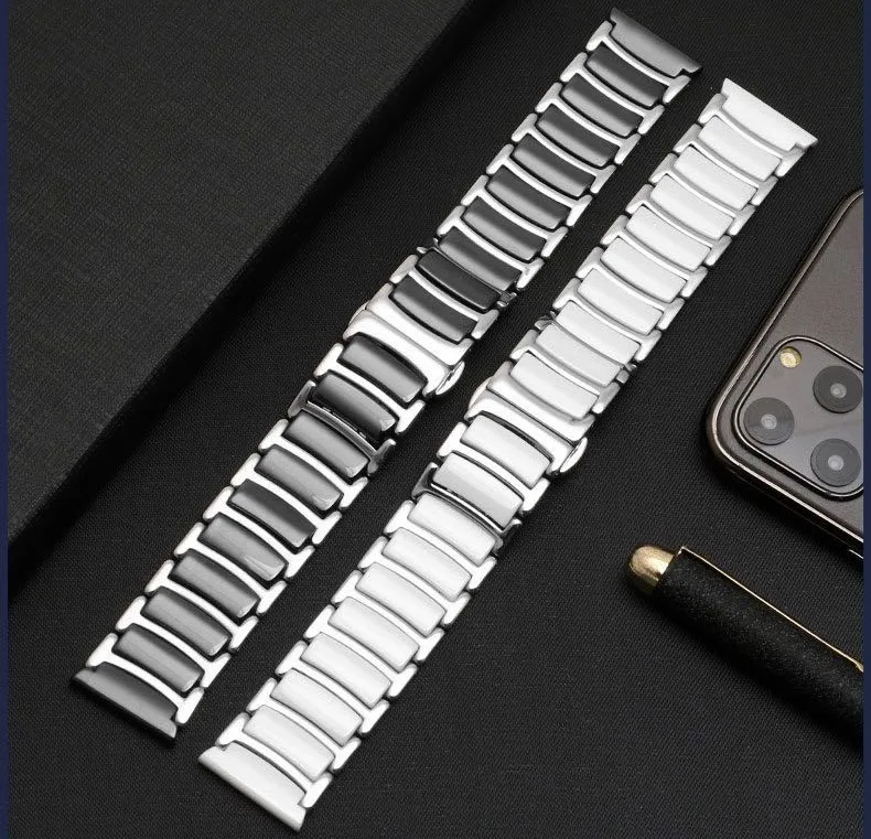 Ceramic + Metal strap for Apple watch 45mm 41mm 44mm 42mm 40mm Stainless steel replacement belt for iwatch UItra 8 7 6 5 4 3 SE