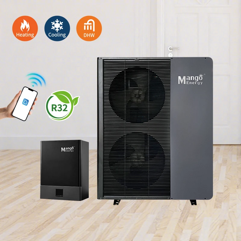 Фото Тепловой насос 9кВт 12кВт 22кВт EVI R32 Split DC Inverter, высокоэффективный, солнечный, воздух-вода, безрезервуарный, для нагрева воды №2