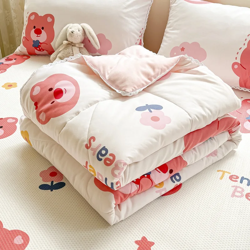 

Air Conditioning Blanket Summer Quilt Washed With Water Cotton Edge Thin Cool Comfortable Breathable Single Or Double Person