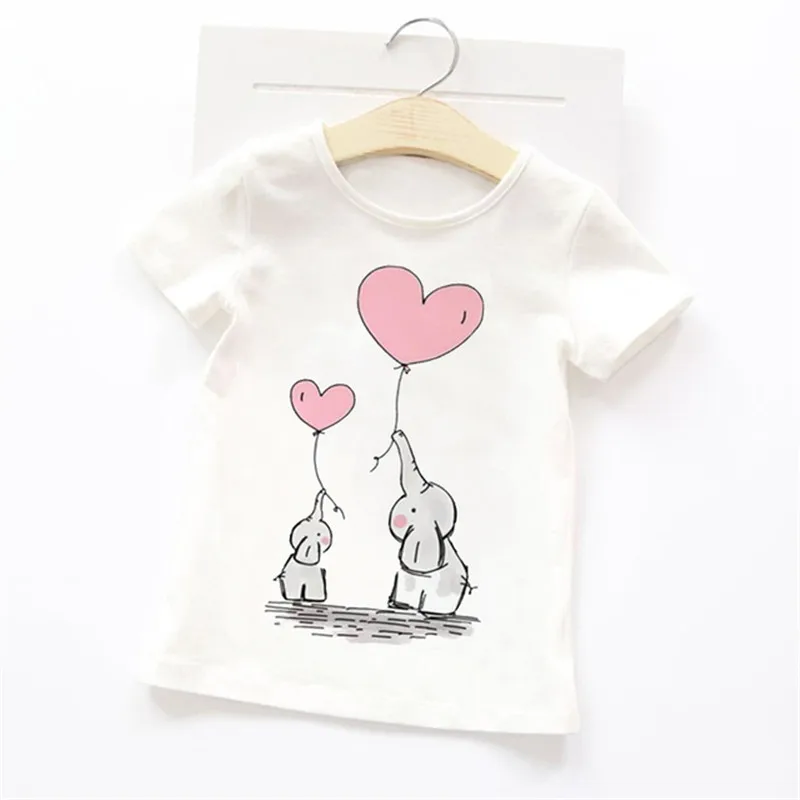 

Summer T Shirt Cartoon Animals Baby Kids Boys Girls Children Cute Short Sleeves Summer Clothing Print Little Elephant Toddler