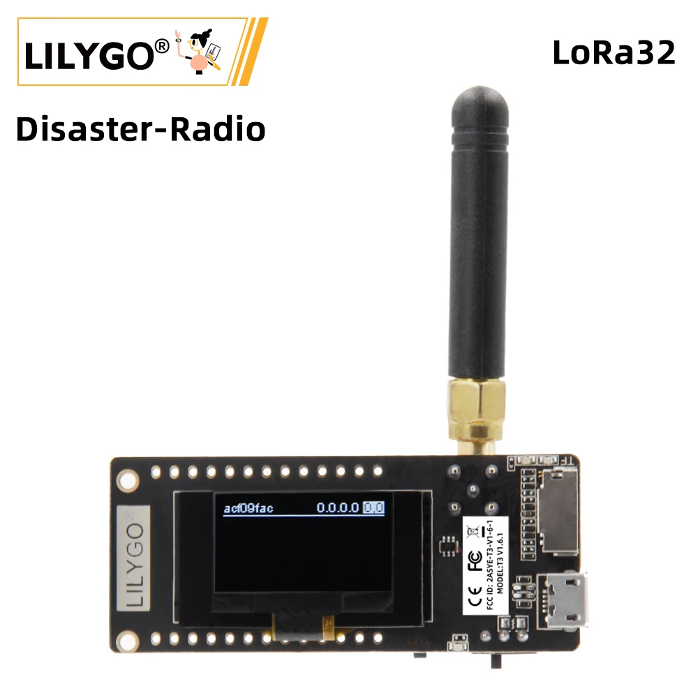 LILYGO® Disaster-Radio LoRa V2.1_1.6.1 ESP32 Аварийное радио LoRa V2.1 _ 1.6.1 ESP32 433/868 МГц WIFI беспроводной модуль Bluetooth 915 дюйма OLED SD макетная плата