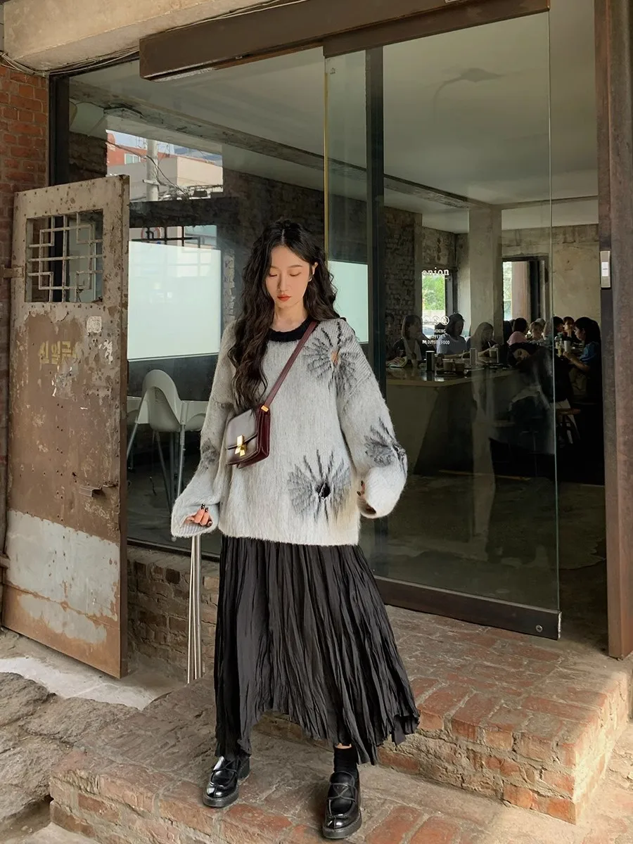 Винтажные осенние свитера с круглым вырезом уютный высококачественный пуловер в