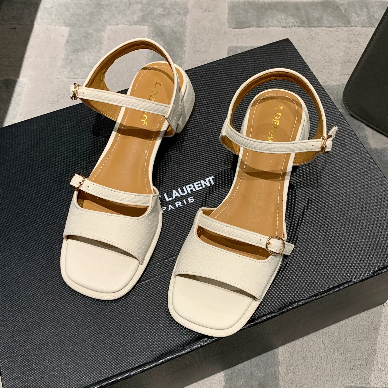 

Female Sandal Buckle 2022 Women's High Heels All-Match Ladies Shoes Summer Espadrilles Platform Square Toe Girls New Comfort Ret