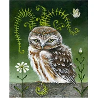 5d diamond painting green leaf and flower owl full drill by number kits for adults diy diamond set arts craft a1010