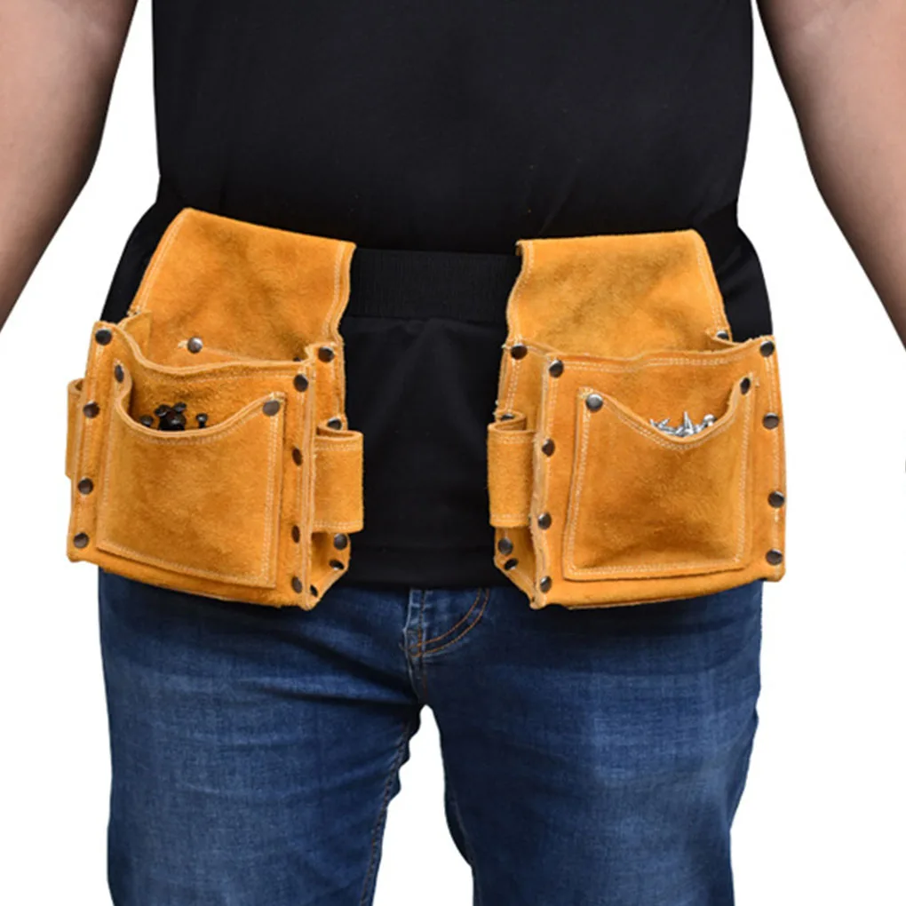 

Leather Tool Storage Waist Bag Portable Multi-pocket 24 Rivets Screwdriver Wrench Grinder Metalworking Pouch Pocket