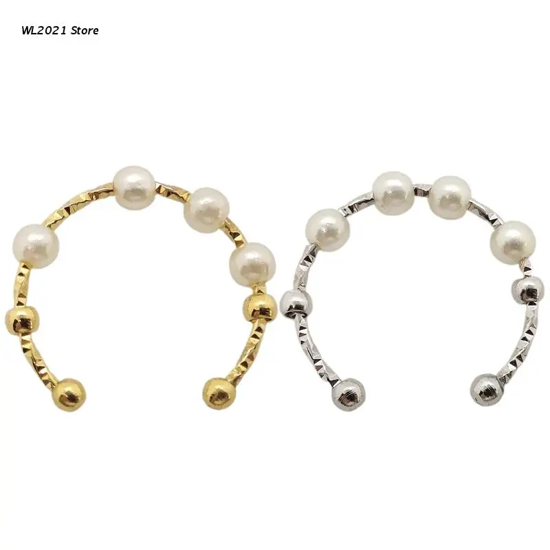 

Pearl Decompression Rotating Pearl Ring Women Men Spinning Stress Anxiety Relief Ring for High Intensity Workers