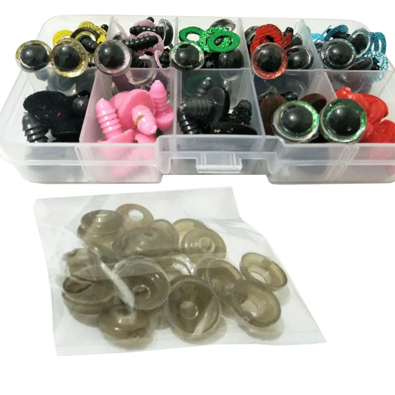 

75PCS 12MM DIY Craft Eyes Sets Plastic Colorful Safety Eyes Noses for Animal Toy Doll Craft DIY Making for Tools Accessories