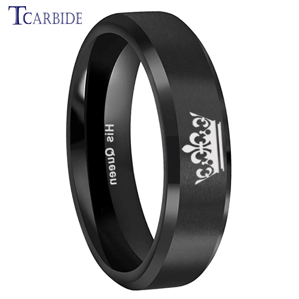 6 мм 8 черное обручальное кольцо для мужчин и женщин с вольфрамовым лазером ее