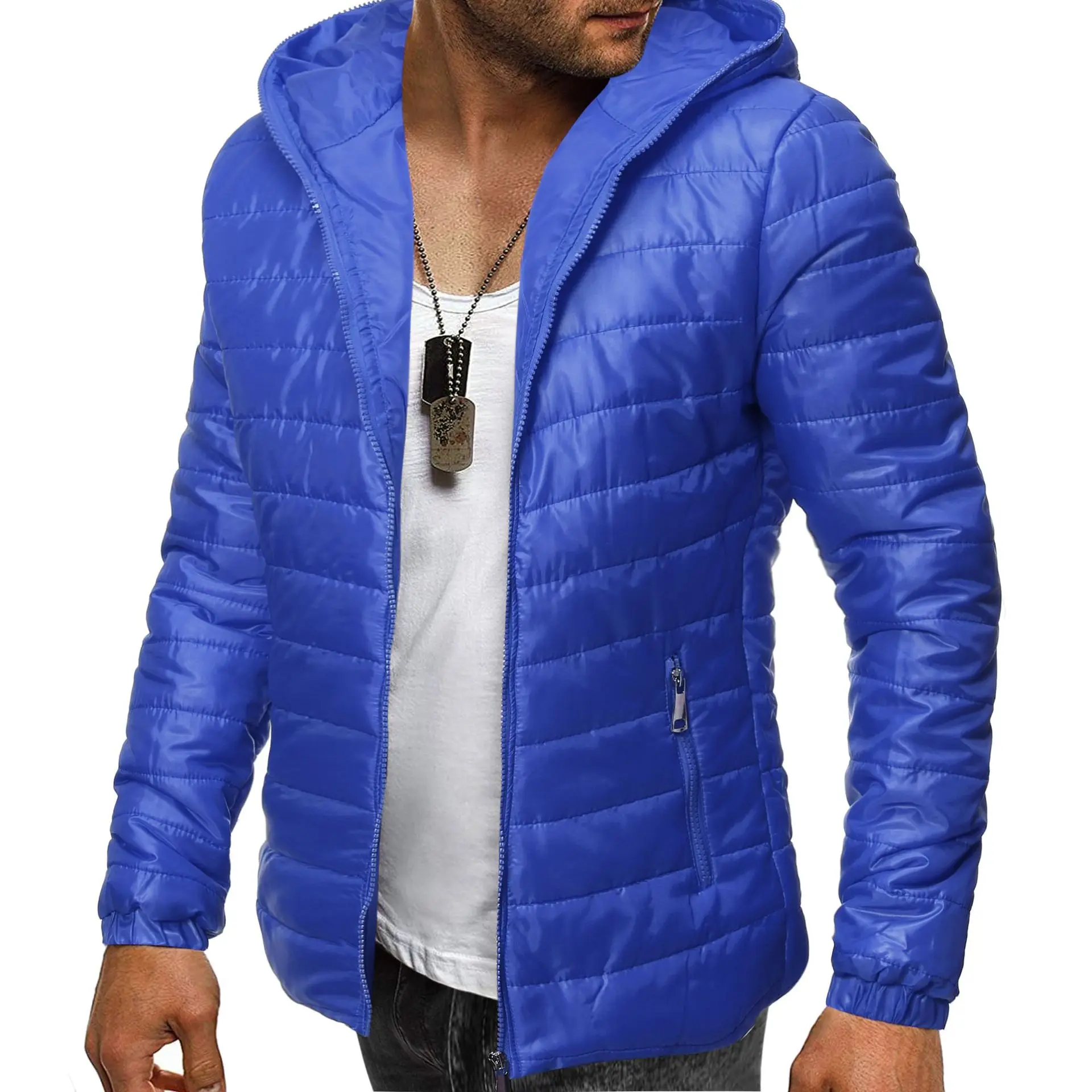 Men Parkas Autumn Winter Hooded Cotton Padded Clothes Mens Solid Color Casual Jacket Men  Zipper Cardigan Outwear Tops