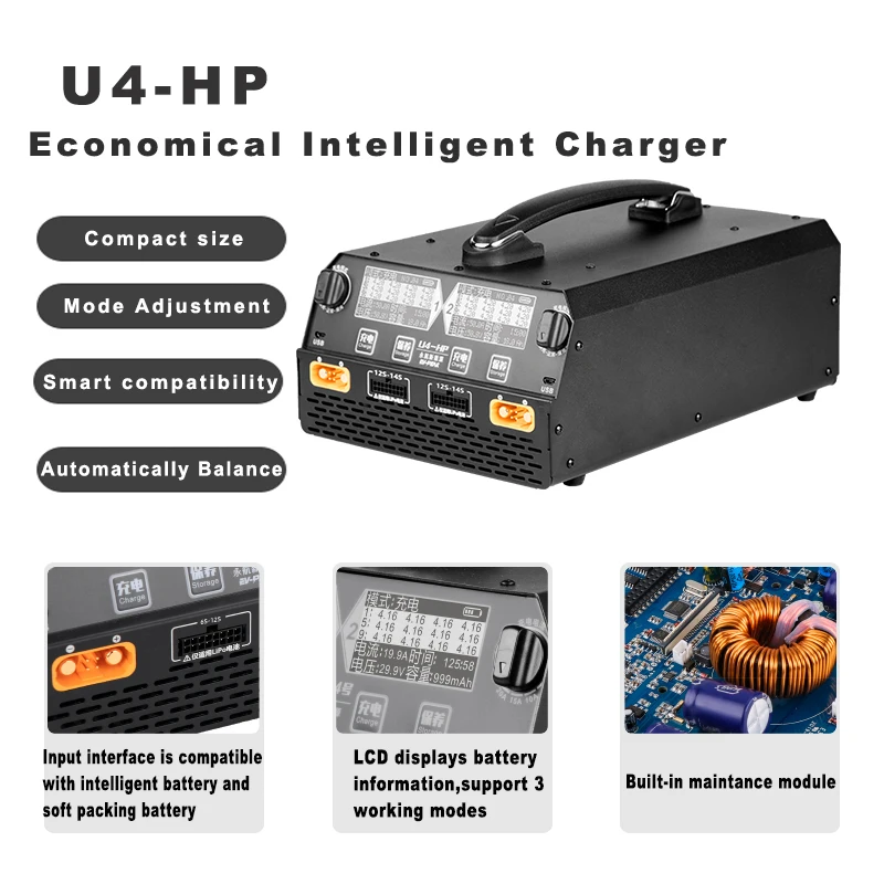 

EV-PEAK Dual Channel Balanced Charger for Lipo/LiHV 6S-14S, 2500W, 25A, U4-HP Agricultural Professional Drone Batteries