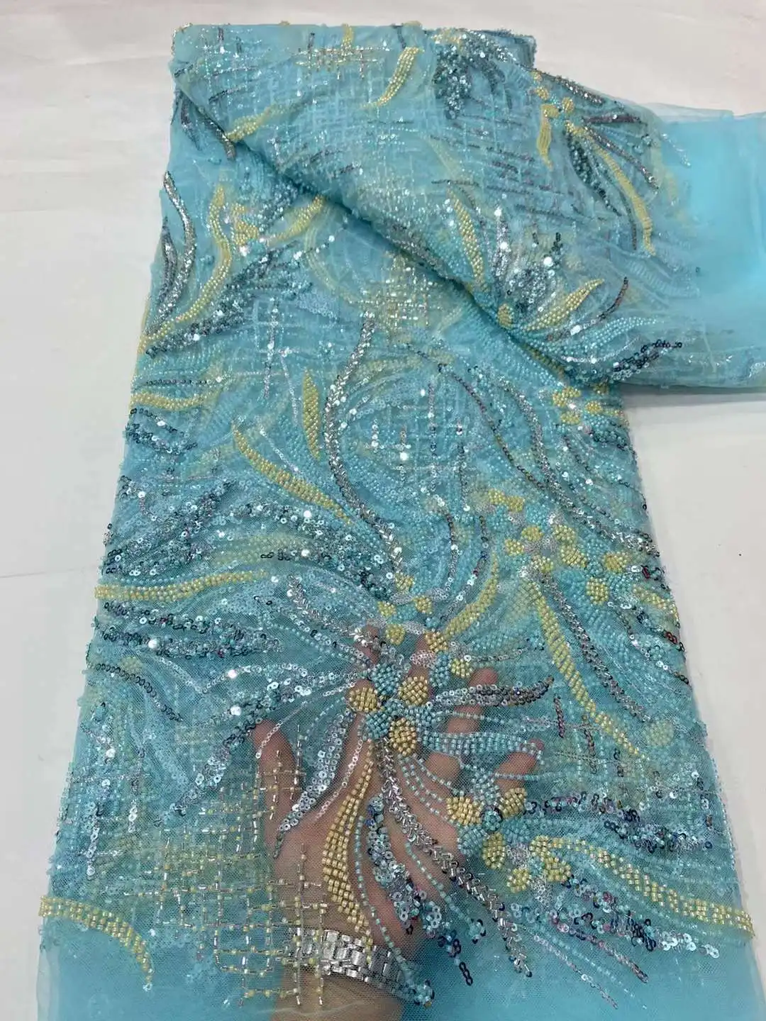 

Африканское кружево, нигерийское кружево для невесты, 2023, Высококачественная французская Тюлевая кружевная ткань для свадебных бусин