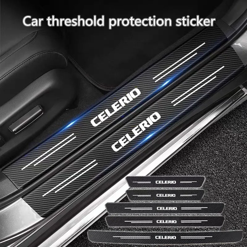 

60X7CM Car Door Sill Side Anti Scratch Protector Strip Carbon Fiber Car Sticker For Suzuki Celerio 2014-2020 Accessories
