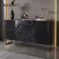 Italian Black Marble Sideboard For Decoration Kitchen Buffet Multi-drawers Furniture Narrow Entrance Cabinet In The Living Room