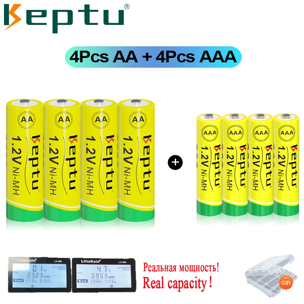 

KEPTU 4-32 pieces AA and AAA 1.2V rechargeable battery ni-mh AA 2200mAh / AAA 900mAh Real capacity aa aaa batteries