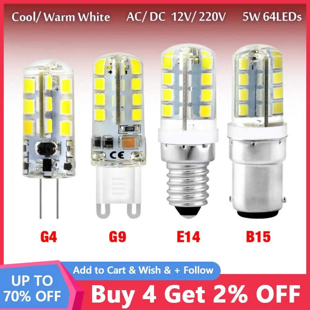 

4Pcs G4 G9 led corn lamp B15 AC220V 2835 3w 5w 7w 8w 9w LED Crystal Candle Replace 20-40W halogen lamps Christmas light bulb