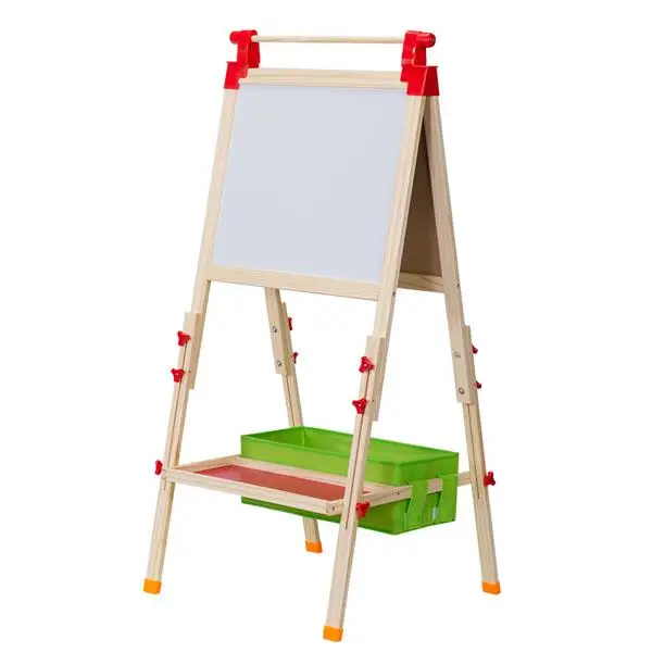 

Children's Wooden Drawing Blackboard Toy Folding Whiteboard with Tray Children Easel