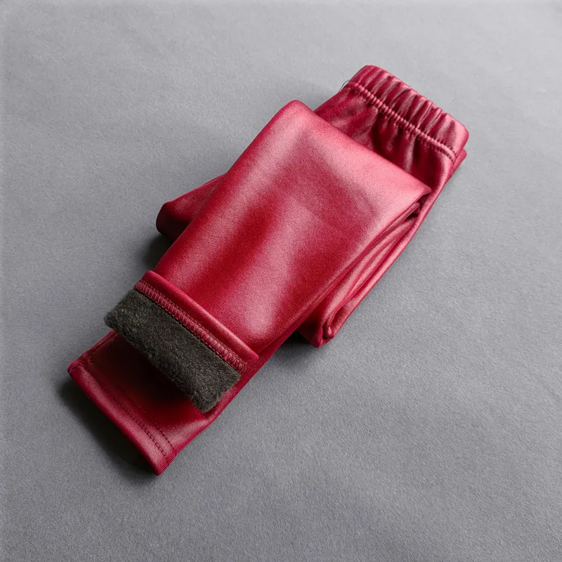 Faux PU Leather Autumn Winter Kids Baby Leggings for Girls Boys Thicken Warm Pants Children's Clothes