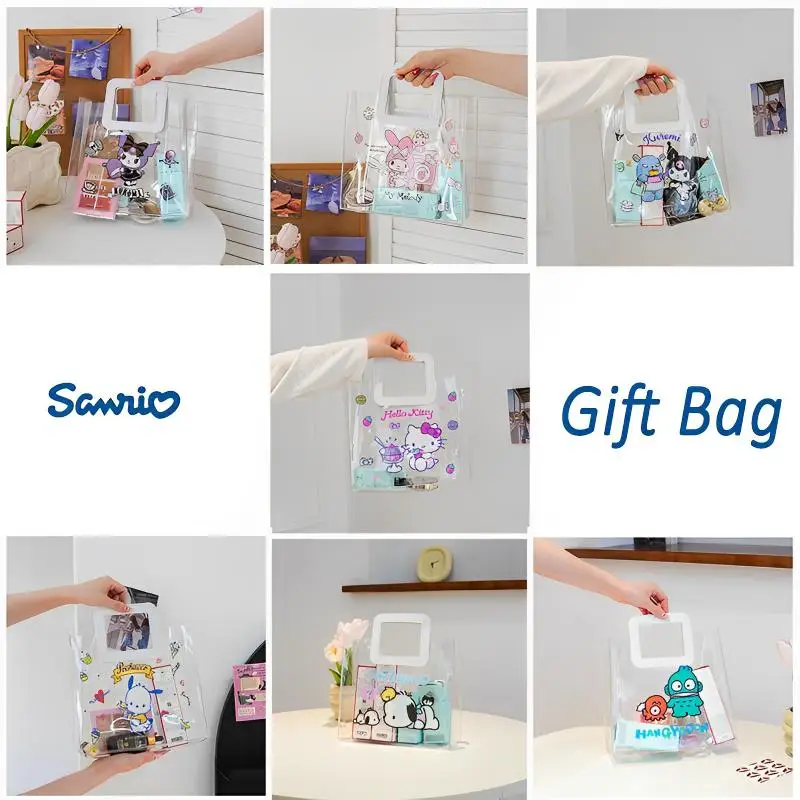 

Sanrio Hello Kitty Gift Bag Anime Kuromi My Melody Transparent Waterproof PVC Handbag Wedding Birthday Party Souvenir Package